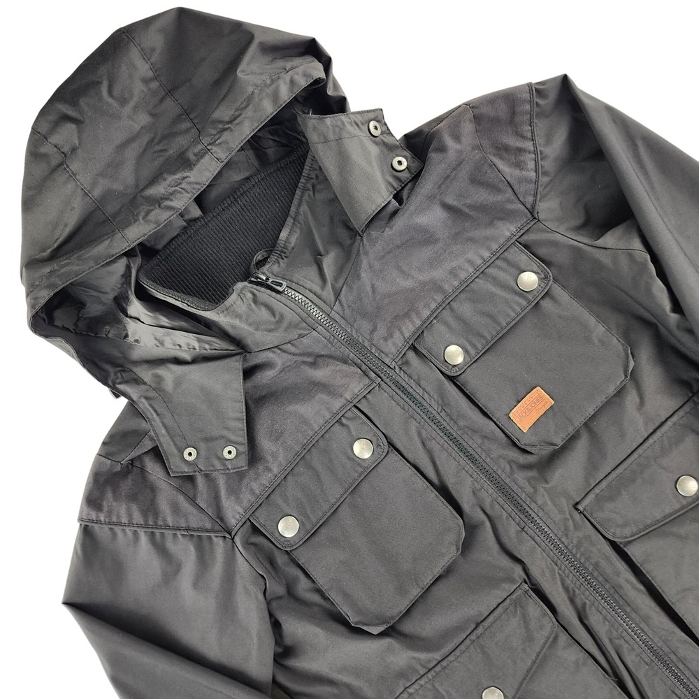 Jack & Jones Utility Jacket Mens Small Black Hooded Field Coat Polyester